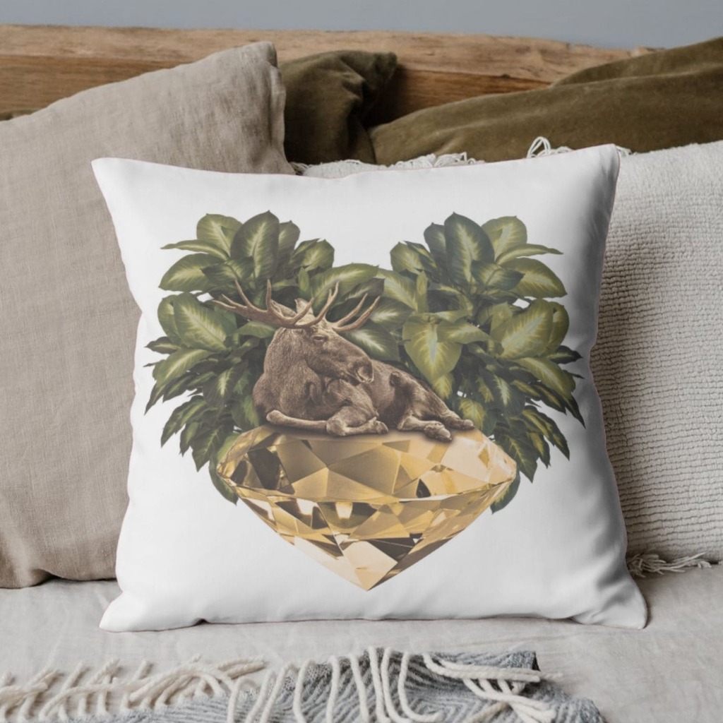 A Moose Gem printable art as cushion by LinTu.studio