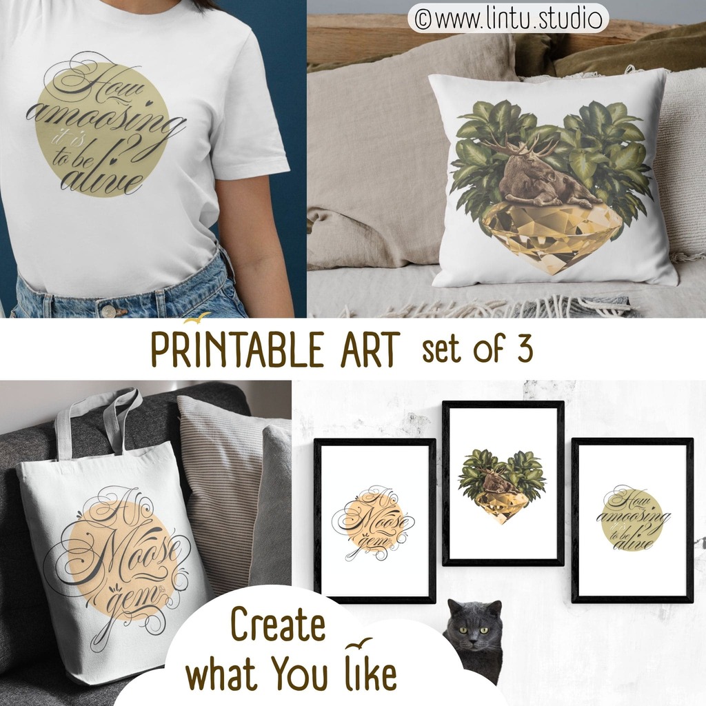 A Moose Gem art set with CMYK profile by www.LinTu.studio