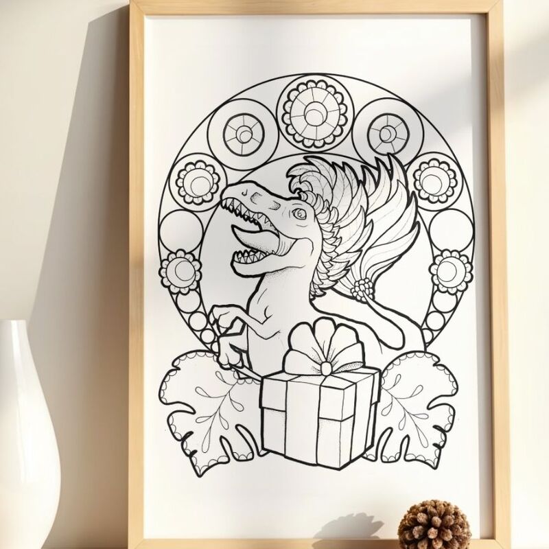 Gift-o-saurus art framed