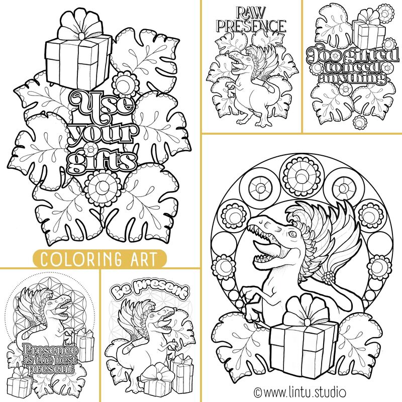 Gift-o-saurus coloring pages